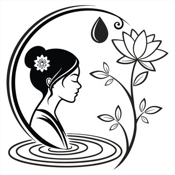 Graceful Women with Floral Elements Illustration 