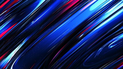 Poster - Abstract blue diagonal lines, dynamic energy, dark background, website header
