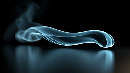 Poster - Abstract blue smoke swirl, dark background, reflection, design element