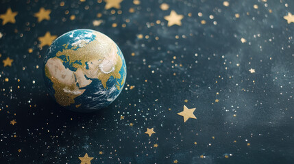 Wall Mural - Miniature earth and stars connection concept for cosmic art and design