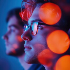 Sticker - man wearing Glasses with bokeh Lights