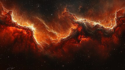 Aufkleber - Fiery Nebula Cosmic Cloudscape, Space Background, Astronomy Image