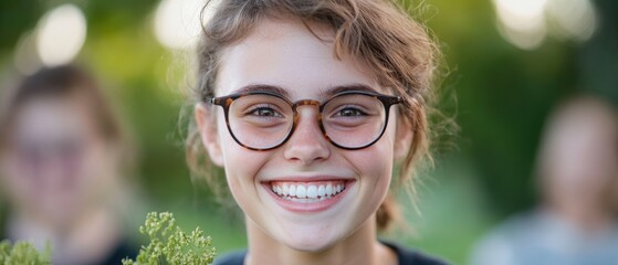 Wall Mural - smiling girl in glasses