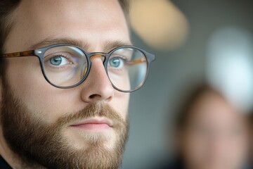 Wall Mural - Close-up of a Man with Glasses and a Beard