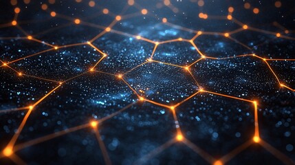 Poster - Global network connection, digital nodes glowing, dark background; tech concept