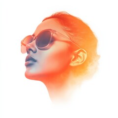 Wall Mural - woman wearing sunglasses with vibrant color grading