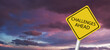 © MEHMET - Challenges ahead sign. Black on yellow diamond background. Road safety signs and symbols.