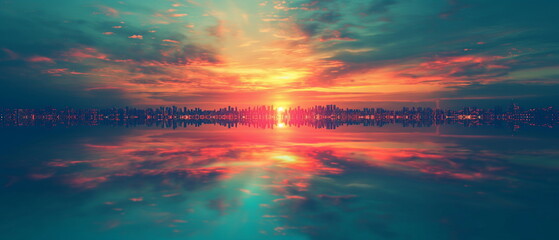 Wall Mural - festive landscape eco-futurism symmetric sunlight _002