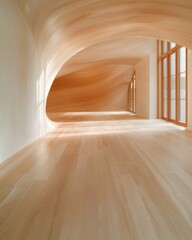 Poster - Modern architectural interior design contemporary space minimalist environment wide-angle view