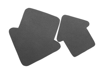 Two black paper arrows isolated on white, top view