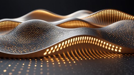 Poster - Illuminated abstract waves, dark background, technology concept, website banner