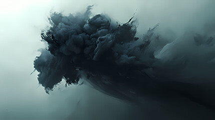 cloud of sentient floating black smoke generative ai. sentient storms. illustration