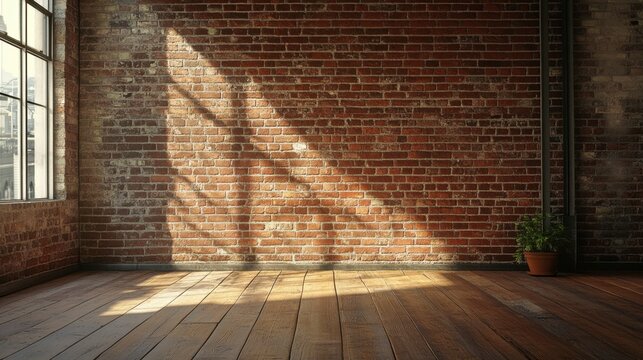Brick Wall Interior with Sunlight, a Modern Loft Backdrop