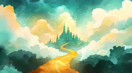 Wall Mural - whimsical serpentine golden road