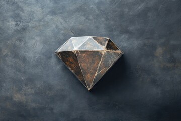 Poster - Diamond shaped sculpture sits on a textured dark background