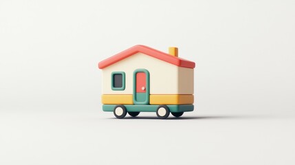 Wall Mural - 3D Model of a Tiny House, Studio Shot, Rendered