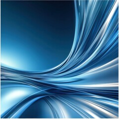 Poster - A blue and white abstract painting with a blue line that is curving and flowing