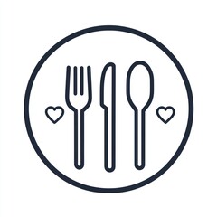 Wall Mural - Simple outline cutlery on plate