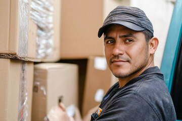 Aufkleber - Delivery worker organizing boxes in a warehouse