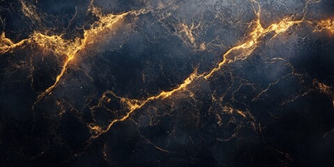 Poster - Richly textured marble displays striking golden veins against a dark surface, perfect for artistic themes or elegant designs