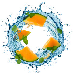 Aufkleber - Water splash in abstract shape with fresh sugar melon