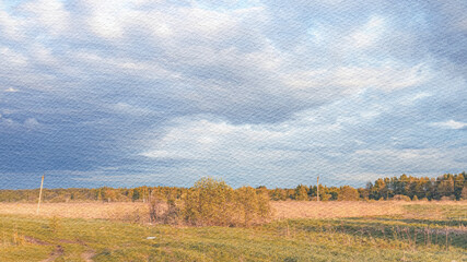 Wall Mural - cloudy sky with a tree in the foreground
