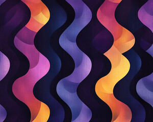 Leinwandbilder - Abstract wavy pattern in vibrant orange, purple, and blue tones with fluid shapes and gradients, representing movement, flow, and dynamic energy in modern design.