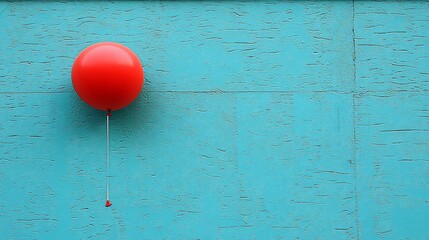 Canvas Print - Red balloon against teal wall, copy space