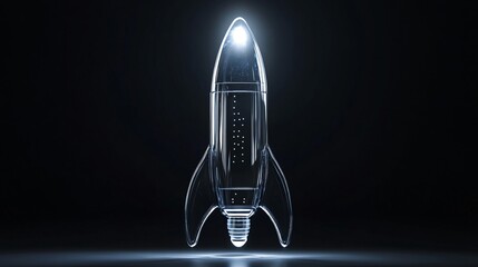 Aufkleber - glass rocket launching from dark background with lights