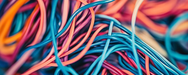 Poster - Colorful electrical wires forming intricate network pattern