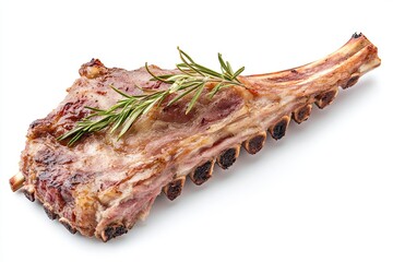 Grilled barbecue ribs isolated on a white background