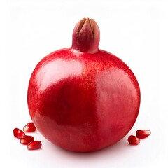 Poster - Ripe pomegranate displaying deep crimson skin, revealing glistening ruby red seeds bursting with freshness