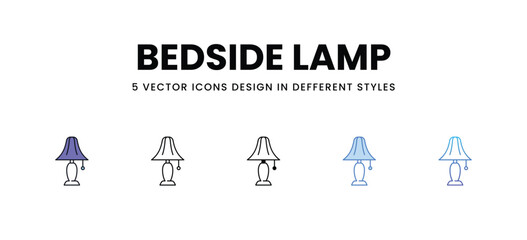 Wall Mural - Bedside Lamp vector icons set stock illustration