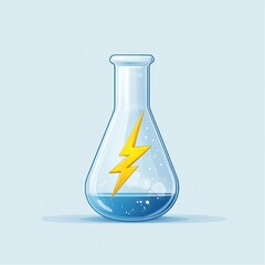 Wall Mural - Cartoon Laboratory Flask with Lightning Symbol