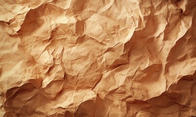 Wall Mural - Crumpled kraft paper texture with warm earthy tones, perfect for rustic and organic themes.