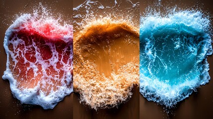 Poster - Tri-color water splash; abstract background; design element