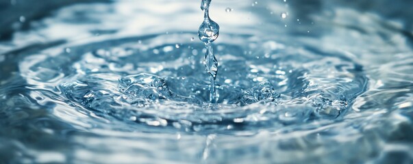 Poster - Water droplet making splash and ripples on water surface