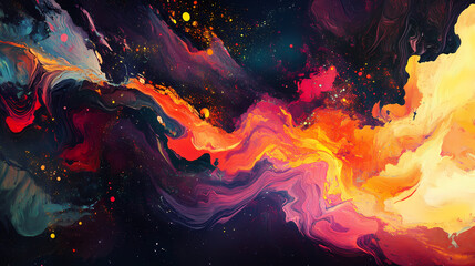 Wall Mural - Nebula in vibrant colors unveiling cosmic wonders, universe's painting of stars and gas in eternal dance, a celestial masterpiece in infinite space. Eternal Dusk. Illustration