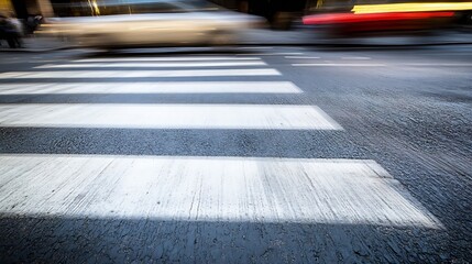 Poster - Motion Blur of Busy City Traffic on Crosswalk Streets with Cars and Pedestrians : Generative AI
