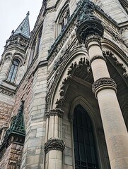 Poster - Magnificent Gothic Architecture in Scenic Perspective with Intricate Details and Spires : Generative AI