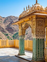Aufkleber - Stunning Architectural Detail of a Majestic Palace in the Desert Mountains of Rajasthan : Generative AI