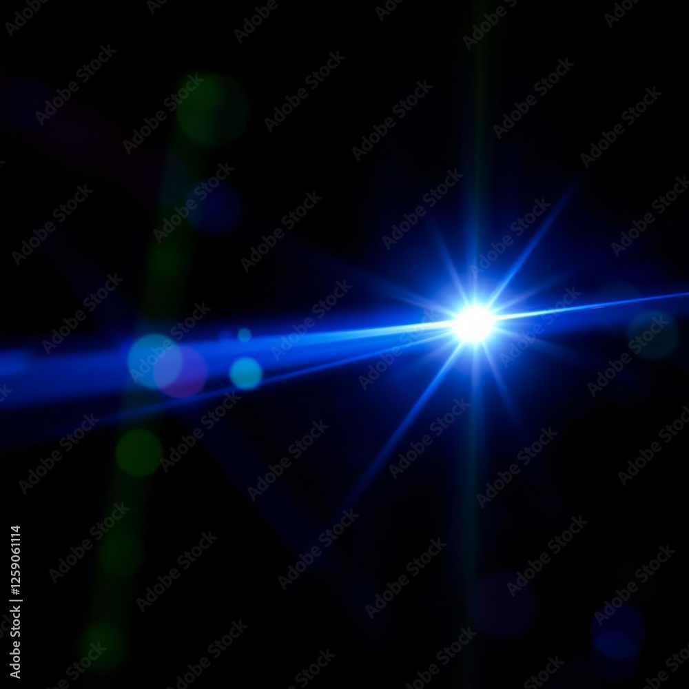 Blue light flare prism rainbow flares overlay effect on black ...