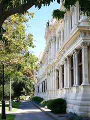 Poster - Beautiful Historical Architecture with Classic Columns and Lush Greenery : Generative AI