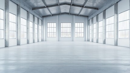 Poster - Spacious Empty Modern Interior with Large Windows and Bright Light