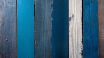 Poster - Trendy Blue Painted Wooden Planks for Modern Home Decor Background : Generative AI