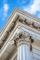 Poster - Architectural Elegance with Ornate Column and Blue Sky Background : Generative AI