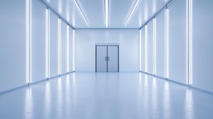 Poster - Modern Minimalist Interior with Bright LED Lighting and Open Space