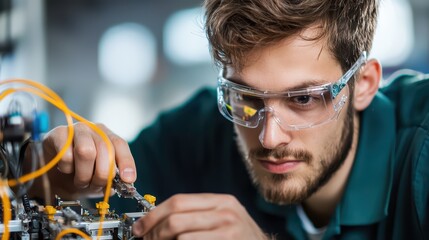 Poster - Young Technician Working Focused on Electronics in Workshop Environment