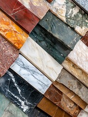 Leinwandbilder - Natural Stone Wall Multicolored Textured Surface Featuring Marble and Granite Pieces : Generative AI