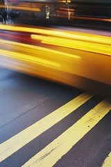 Poster - Dynamic Motion Blur of a Yellow Taxi Cab and Busy City Street : Generative AI